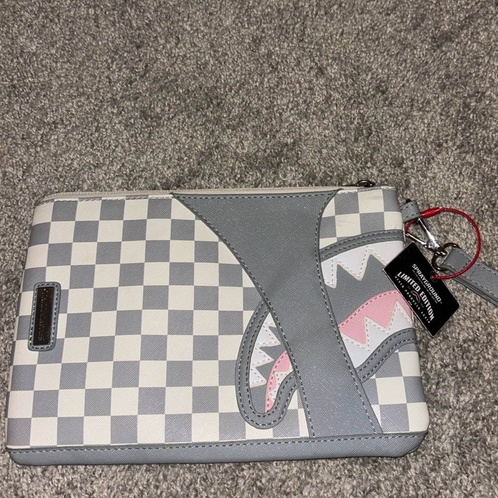 SPRAYGROUND Limited Edition Gray and White Wristlet